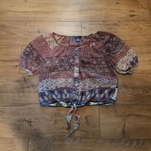 Rue21 Crop Top Blouse with Front Tie